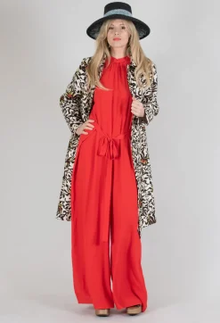 Silk-Blend Crepe Jumpsuit in Red
