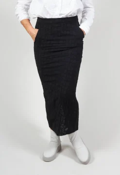 Silky Slim Skirt with Split in Black