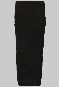 Silky Slim Skirt with Split in Black