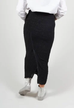 Silky Slim Skirt with Split in Black