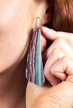 Silver Metal Eardrops with Bike Image Detail