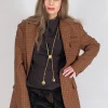 Single-Breasted Houndstooth Jacket in Orange Print