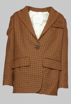 Single-Breasted Houndstooth Jacket in Orange Print