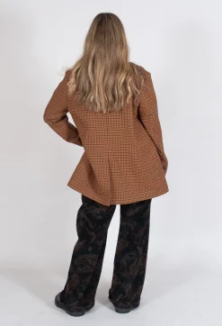 Single-Breasted Houndstooth Jacket in Orange Print