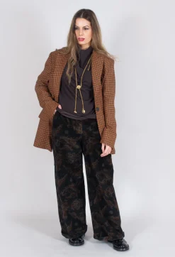 Single-Breasted Houndstooth Jacket in Orange Print