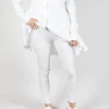 Skinny Fit Mid-Waist Trousers in Semi Bleach