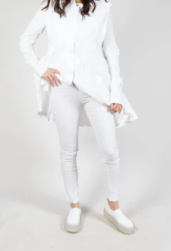 Skinny Fit Mid-Waist Trousers in Semi Bleach