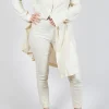 Skinny Fit Mid-Waist Trousers in Greige
