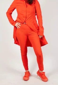 Skinny Fit Mid-Waist Trousers in Mandarine