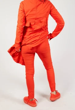 Skinny Fit Mid-Waist Trousers in Mandarine
