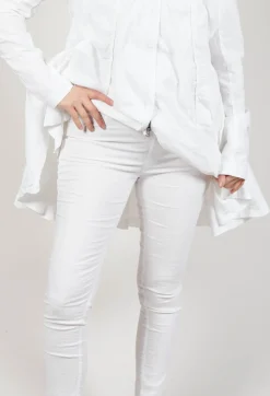 Skinny Fit Mid-Waist Trousers in Semi Bleach
