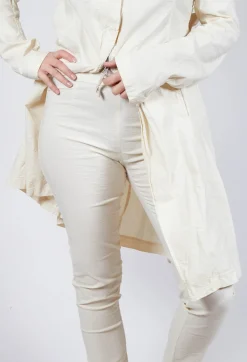 Skinny Fit Mid-Waist Trousers in Greige