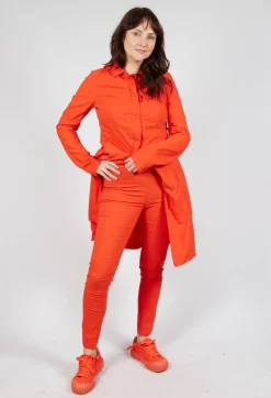 Skinny Fit Mid-Waist Trousers in Mandarine