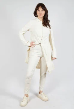 Skinny Fit Mid-Waist Trousers in Greige