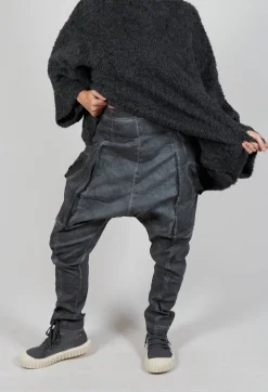 Skinny Trousers with Bleached Stitching in Coal Cloud