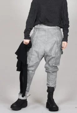 Skinny Trousers with Bleached Stitching in Pencil Cloud