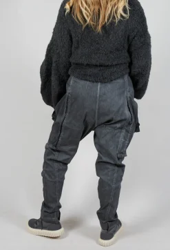 Skinny Trousers with Bleached Stitching in Coal Cloud