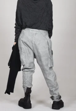 Skinny Trousers with Bleached Stitching in Pencil Cloud