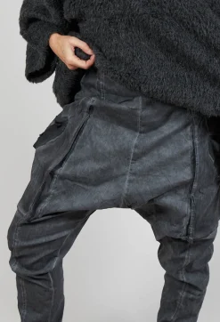 Skinny Trousers with Bleached Stitching in Coal Cloud