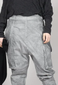 Skinny Trousers with Bleached Stitching in Pencil Cloud