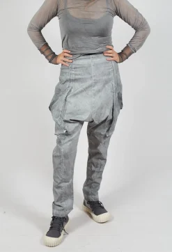 Skinny Trousers with Bleached Stitching in Pencil Cloud