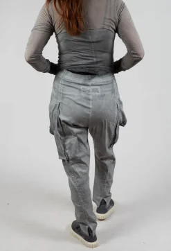 Skinny Trousers with Bleached Stitching in Pencil Cloud