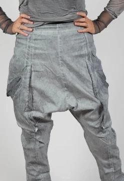 Skinny Trousers with Bleached Stitching in Pencil Cloud