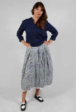 Skirt Print Jnes in Navy Sticks