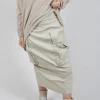 Skirt with Bleached Stitching in Eraser