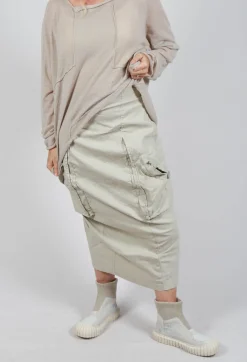 Skirt with Bleached Stitching in Eraser