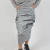Skirt with Bleached Stitching in Pencil Cloud