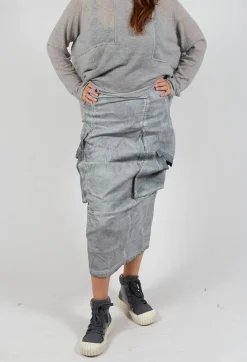 Skirt with Bleached Stitching in Pencil Cloud