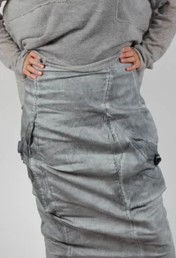 Skirt with Bleached Stitching in Pencil Cloud