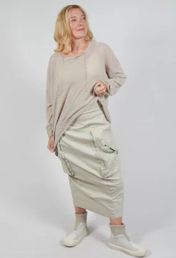 Skirt with Bleached Stitching in Eraser
