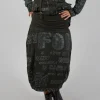 Skirt with Contrasting Waistband in Jungle Shiny Print