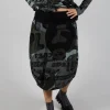 Skirt with Contrasting Waistband in Multicolour