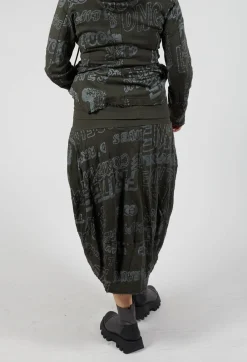 Skirt with Contrasting Waistband in Jungle Shiny Print