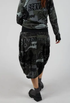 Skirt with Contrasting Waistband in Multicolour