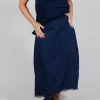 Skirt with Mesh Detail Hem in Navy