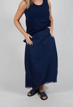 Skirt with Mesh Detail Hem in Navy