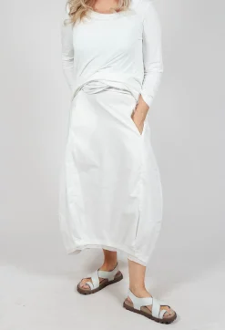 Skirt with Mesh Detail Hem in Offwhite