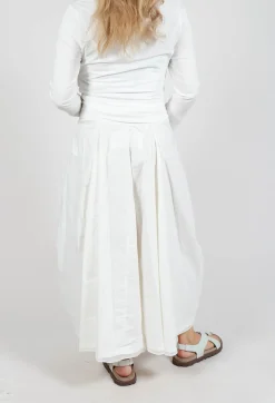 Skirt with Mesh Detail Hem in Offwhite