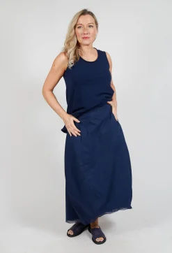 Skirt with Mesh Detail Hem in Navy
