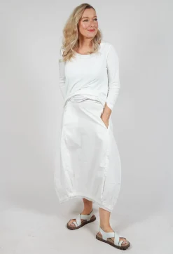 Skirt with Mesh Detail Hem in Offwhite