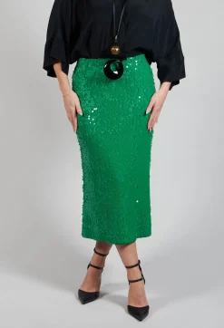 Skirt with Sequin Detail in Green