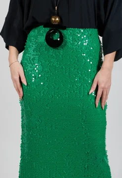 Skirt with Sequin Detail in Green