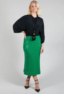Skirt with Sequin Detail in Green