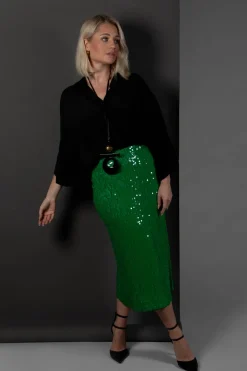 Skirt with Sequin Detail in Green