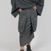 Skirt with Statement Pockets in Coal Cloud