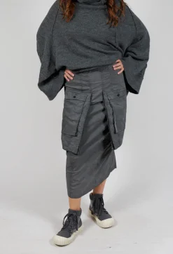 Skirt with Statement Pockets in Coal Cloud